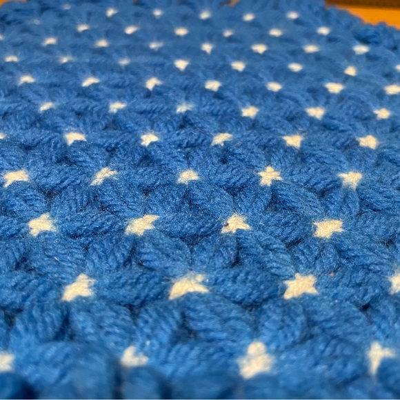 6 VNTG Potholders Excellent Clean Condition Hand Crafted Knit Crochet Blue Pink - Picture 7 of 17